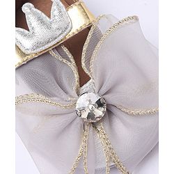 Cute Walk by Babyhug Party Wear Booties Studded Bow Applique - Sliver