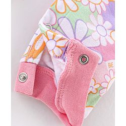 Babyhug 100% Cotton Knit Full Sleeves Floral Print Romper - Pink