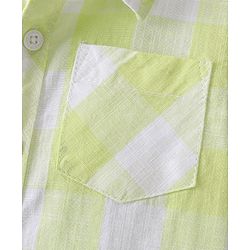 Babyhug 100% Cotton Woven Half Sleeve Regular Collar One Pocket Checked Shirt - Yellow
