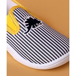 Cute Walk by Babyhug Slip On Casual Striped Shoes with Dino Patch - Yellow