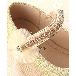 Cute Walk by Babyhug Velcro Closure Belly with Stone Lace & Flower Applique - Gold