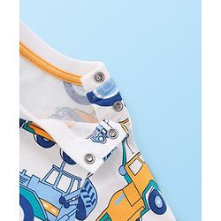 Babyhug Cotton Knit Single Jersey Full Sleeves Truck Print Night Suit- Blue