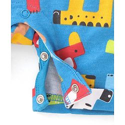 Babyhug Cotton Knit Zebra Printed Dungarees & Half Sleeves Inner Tee Set - Green & Blue