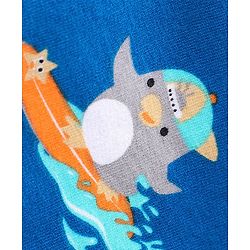 Babyhug Cotton Knit Beach Printed Dungaree with Half Sleeves Inner Tee - White Melange & Blue