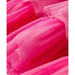 Babyhug Woven Cap Sleeves Layered Party Dress with Bow Applique - Baby Pink