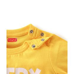 Babyhug 100% Cotton Knit Half Sleeves T-Shirt with Text Print - Yellow