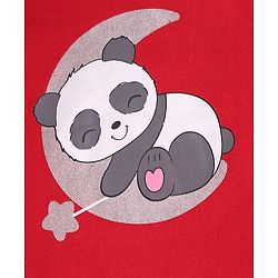 Babyhug Cotton Knit Half Sleeves Night Suit With Panda & Star Print - Red