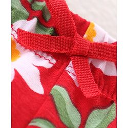 Babyhug Cotton Lycra Knit Full Length Leggings Floral Print Pack of 3- Blue Red & Yellow