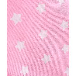 Babyhug Cotton Knit Full Sleeves Night Suit With Star Print - Pink & White