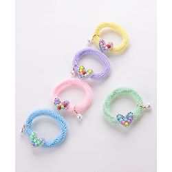 Babyhug Rubber Bands & Scrunchies Sets Heart Applique Pack of 5 - Multicolour