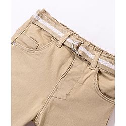 Babyhug Denim Washed Full Length Jeans With Stretch Solid Colour - Beige