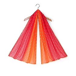 Babyhug Sleeveless Zari Embroidered Choli with Pattola Printed Lehenga and Dupatta Set - Red & Mustard