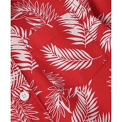 Babyhug 100% Cotton Woven Half Sleeve Shirt Leaf Print- Red