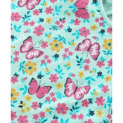 Babyhug 100% Cotton Frill Sleeves Tops with Floral Graphics Pack of 3 - Purple Green & Yellow