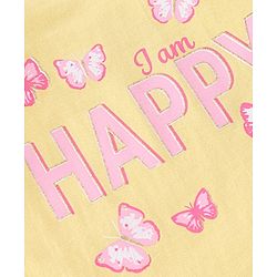 Babyhug 100% Cotton Knit Frill Sleeves Tops with Floral Graphics Pack Of 3 - Pink Navy Blue & Yellow
