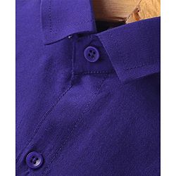 Babyhug Woven Half Sleeves Shirt & Mundu Set Solid Color - Blue
