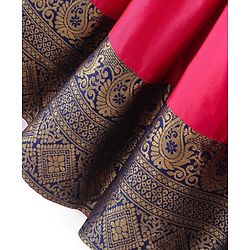 Babyhug Half Sleeves Choli & Pattu Pavada Lehenga with Dupatta Set Foil Printed - Fuchsia