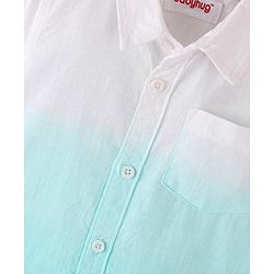 Babyhug Cotton Knit Half Sleeve Solid Regular Collar Tie & Die Shirt- White & Blue