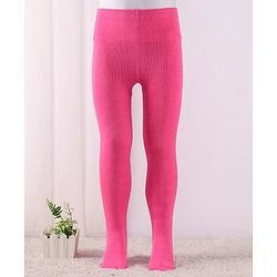 Cute Walk by Babyhug Cotton Blend Knit Anti Bacterial Solid Colour Footed Tights- Pink