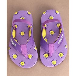 Cute Walk by Babyhug Flip Flops With Back Strap Sun Print - Purple