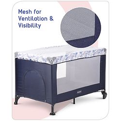 Babyhug Bouyant 3 in 1 Playpen cum Cot with Mosquito Net - Dark Blue