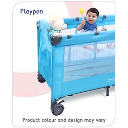 Babyhug Bouyant 3 in 1 Playpen cum Cot with Mosquito Net - Dark Blue