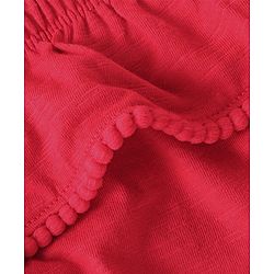 Babyhug 100% Cotton Knit Single Jersey Sleeveless Top & Shorts With Floral Print & Bow Detailing - Red & White