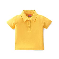 Babyhug 100% Cotton Knit Half Sleeves Polo T-Shirt Solid Colour - Yellow