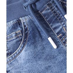 Babyhug Full Length Joggers With Stretch Washed - Blue