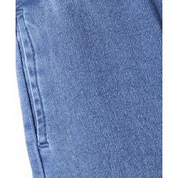 Babyhug Denim Full Length Joggers with Stretch & Text Printed - Blue