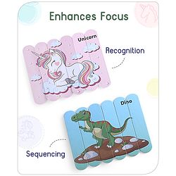 Babyhug Unicorn,Space & Dino Theme 10 Stick Puzzle Set- 30 Sticks