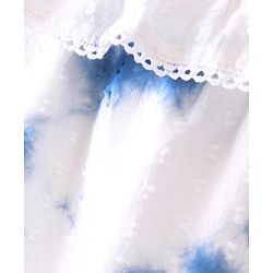 Babyhug Woven Cold Shoulder Three Fourth Sleeves Tie & Dye Top - White & Blue