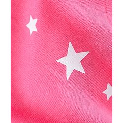 Babyhug Cotton Knit Half Sleeves Night Suit Stars Printed & Bow Applique - Pink