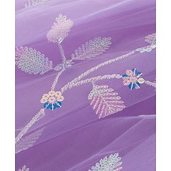 Babyhug One Shoulder Sleeves Party Dress With Leafs Embroidery & Sequin Detailing - Lavender