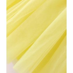 Babyhug Woven Sleeveless Solid Colour Party Wear Dress with Floral Corsage - Yellow