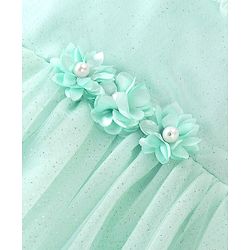 Babyhug Sleeveless Frock With Floral Applique - Green