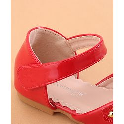 Cute Walk by Babyhug Ballerina with Velcro Closure & Floral Applique - Red