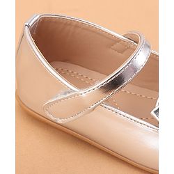 Cute Walk by Babyhug Velcro Closure Ballerina With Bow Applique- Silver