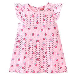 Babyhug Single Jersey Knit Half Sleeves Gown Strawberry Printed - Pink