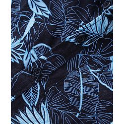 Babyhug Cotton Woven Half Sleeves Shirt & Denim Shorts Set Leaf Print - Blue
