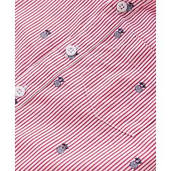 Babyhug Cotton Woven Half Sleeves Shirt & Denim Shorts With Striped - Pink & Blue