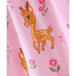 Babyhug Cotton Jersey Knit Sleeveless Frock Deer Print - Pink