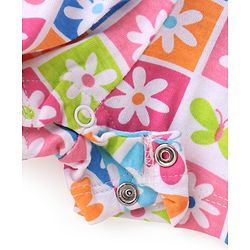 Babyhug Cotton Knit Sleeveless Floral Printed Jumpsuit - Multicolour