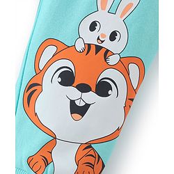 Babyhug Cotton Looper Knit Full Length Lounge Pant Tiger Print - Blue