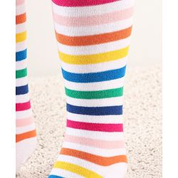 Cute Walk by Babyhug Anti Bacterial Footed Striped Tights - Multicolor