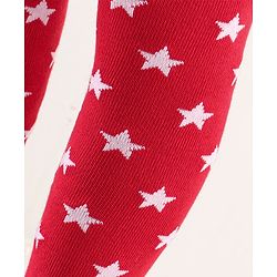 Cute Walk by Babyhug Footed Anti Bacterial Star Design Tights -Red