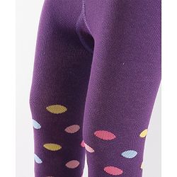 Cute Walk by Babyhug Anti-Bacterial Cotton Knit Footed Tights Polka Dot Print - Purple