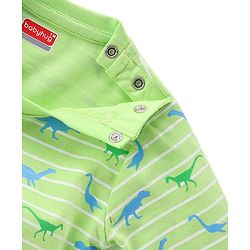 Babyhug Single Jersey Full Sleeves Night Suit Dino Print - Green