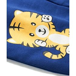 Babyhug Cotton Knit Full Length Lounge Pant with Baby Tiger Print - Blue