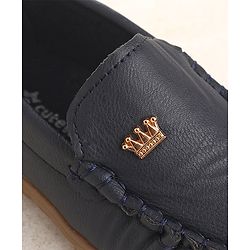 Cute Walk by Babyhug Slip On Loafer Shoes Crown Applique - Blue